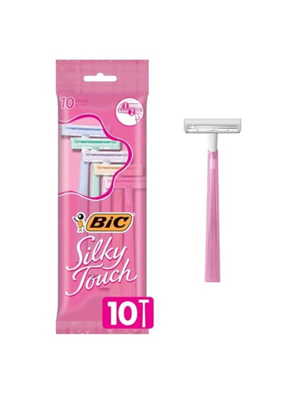 BIC Silky Touch Women's Disposable Razors, With 2 Blades, Pretty Pastel Razor